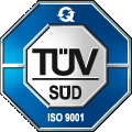 Logo des TÜV Süd für die Zertifizierung nach ISO 9001.